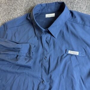 Columbia PFG Shirt Womens 2X/2TF Blue Omni Shade Wick Fishing UPF 40